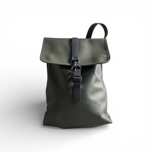Rains Olive Green Waterproof Backpack | Minimalist Rolltop Rucksack | Unisex